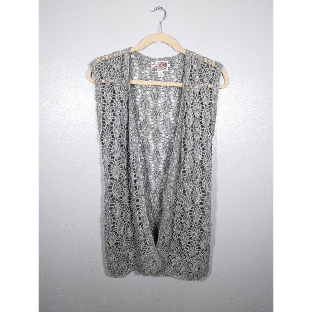 Peruviantex Womens Cardigan M Alpaca Wool Cottagecore‎ Crochet Gray Boho Hippie